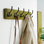 Dseap Coat Rack Wall: 24" Long, Patented, Heavy-Duty, 6-Double-Hooks Wooden Wall Mounted Coat Rack Coat Hanger Hook Rail for Winter Coats Hat Jacket Clothing, Weathered Green, Pack of 2