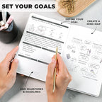 Clever Fox Ultimate Achiever’s Goal Planner - Focus & Productivity 90 Day Journal. Undated Daily Weekly Monthly Planner Organizer & Hourly Schedule Notebook - Hardcover, A5 Size, Pearl White