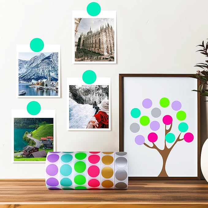 PARLAIM 3/4 Inch Roll Color Coding Labels,1000 per Roll Round Permanent Adhesive Color Coding Circle Dot Stickers for Office Home (Aqua)