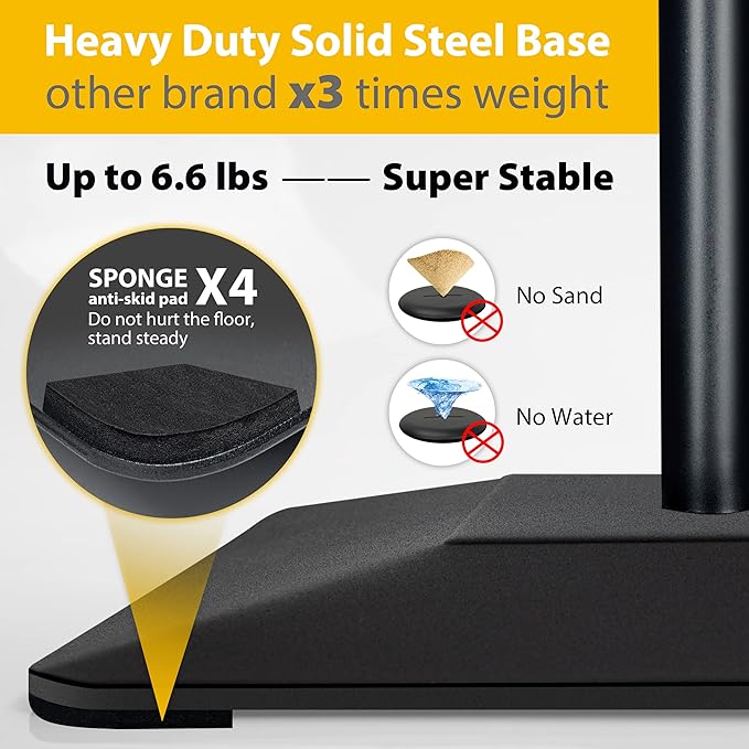 VAIIGO 3 Packs Heavy Duty Pedestal Poster Sign Stand, 11"x17" Adjustable Floor Standing Sign Holder with 6.6Lbs Solid Steel Base for Vertical and Horizontal View Sign Displayed Stands, Black