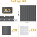 Large Cork Board for Wall 48" x 60" Black Bulletin Board with Safe Removable Adhesive Squares for Pictures Photos, Alternative CorkBoard Felt Pin Boards Tiles for Office Classroom Wall Decor - 20 Pack
