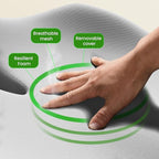 Benazcap Large Seat Cushion for Office Chair Memory Foam Coccyx Pain Relief Cushion Pillow for Back Support Non-Slip Seat Pad for Office Desk, Car Seat, Wheelchair, Sciatica-Grey