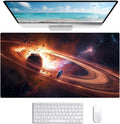 Personalized Galaxy Starry Sky Nebula Customized Computer Keyboard Office Desk Pad, Cute Space Planet Full Table Extended Mouse Pad 35.4 x 15.7 Inches