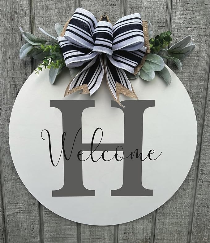 Wood front door sign Wood sign Home decor Welcome sign Sign for front door House warming gift Wedding gift (Personalized Welcome, 22" Width)