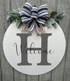 Wood front door sign Wood sign Home decor Welcome sign Sign for front door House warming gift Wedding gift (Personalized Welcome, 22" Width)