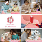 Sailstar Pink Desk Lamp, Small Desk Lamp with Pen Holder, Wireless Charger LED Desk Lamps for Home Office, Kids Desk Lamps 800LM Flexible Arm 3 Modes Dimmable Touch, Study Lamps for College Dorm Room