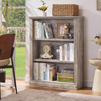 RWYHG 43" Grey Tall Bookshelf Set of 3,3-Tier Thick Wooden Book Shelf with Adjustable Shelves,Free Standing Farmhouse Bookcase with Open Display Storage,Floor Vintage Bookshelves for Living Room