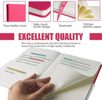 EMOMAS Lined Journal Notebook – Hardcover Notebook for Men & Women – Journals for Writing, Work, School, Home & Daily Notes, 160 Pages – Medium A5, 5.7"x8", 100 gsm Thick Paper (Rose Red)