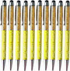 Customized Pens with Name/Logo - Touch Screen Stylus Ballpoint Pen, Perfect for Weddings, Business & Personalized Gifts (Yellow,100)