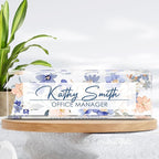 Personalized Name Plate for Desk, Custom Desk Name Plate, Acrylic Name Plate Office Desk Accessories, Personalized Office Gifts for Coworkers Teachers, Employee Appreciation Gifts (A-WaterColor2)