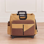 ECR4Kids Universal Rolling Cart with Canvas Organizer Bag, Mobile Storage, Chocolate/Sand