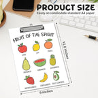 APIILVPQ Fruits Clipboard，Bible Verse Clipboards with Low Profile Clip for Office School Use, Inspirational Wooden Clip Boards for Nurses Teachers Students - A05