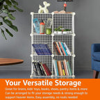 Amazon Basics 6 Cube Wire Grid Stackable Storage Shelves, 12.6 x 26 x 38 inches, White