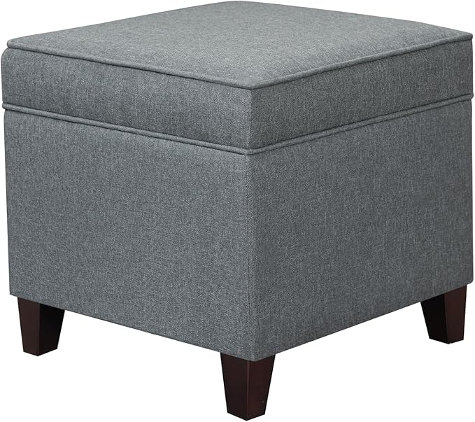 Adeco Chest and Footrest-Square Seat Storage Bench Ottoman, Gray