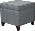 Adeco Chest and Footrest-Square Seat Storage Bench Ottoman, Gray
