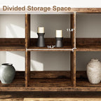 GarveeHome 8 Cube Storage Organizer Bookshelf, 3 Tier Metal Horizontal Bookcase, 62 in Console Bookshelf, Industrial Storage Bookcase for Entryway, Long Low Bookshelves for Living Room-Retro Brown