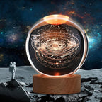 C&M 3D Solar System Crystal Ball Night Light,Solar System Figurine Lamp,Decorative Glass Sphere Ball Paperweight Crystal Sea Animal Decorations for Home (Solar System)