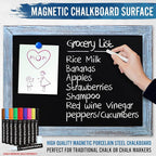 HBCY Creations 18" x 24" Rustic Blue Solid Wood Frame Wall Chalkboard, Magnetic Surface, Home Décor, Restaurant & Café Menus, Blackboard, Includes Chalk, Eraser & Hanging Hardware