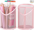 Delifox 2 Pack Pen Holder Mesh Round Pencil (Pink)