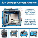 ECR4Kids Universal Rolling Cart with Canvas Organizer Bag, Mobile Storage, Blue/Grey