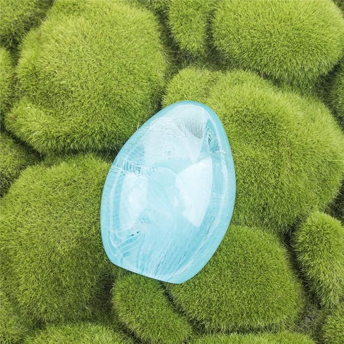 QFkris Crystal Blessings Paperweight Easter Eggs 3.4" Blown Glass Art Figurine Collectibles Desk Decor (Sky Blue)