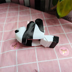 RhyNSky Panda Manual Sticker Dispenser Postage Stamp Roll Dispenser Holder for Desk, Stamps NOT Included, 1.18" Core, Black, C03