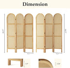 Svimi Room Dividers and Folding Privacy Screens, Pine Wood 5.6 Ft Double Hinged Rattan Partition Freestanding Wall Room Divider for Home - 3 Panels (Natural)