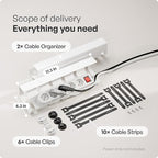 PAMO Cable Management Under Desk for Easy mounting Under-Table I Set of 2 - with 10X Cable Ties I Desk Organizer for Office/Home Office Table Thoughtful Cable Tray Holder
