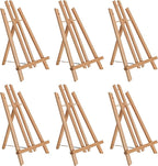 U.S. Art Supply 14" Medium Tabletop Display Easel - Beechwood Artist A-Frame Display Stand, Wooden Easel for Painting, Canvas Stand, (Pack of 6) Classrooms Events Photo Picture Sign Holder