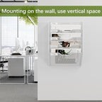 EasyPAG 5 Pocket Mesh Wall File Organizer, Hanging Paper Folder Holder with Classify Label, Vertical Wall Mount Mail Organizer for Office Home Classroom, White