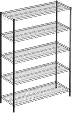 Guan River 5-Shelf Adjustable Metal Shelf Wire Shelving Unit Heavy Duty Storage Rack Display Shelf for Office,Kitchen,Bedroom,Bathroom,Laundry,Pantry Basement,Garage(Black,48" L x 18" W x 72" H)
