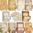 TaoBary 160 Pcs Stationery Paper Set 50 Double Sided Stationery Papers with 50 Matching Envelopes and 60 Round Dot Sticker, 10 Design(Lace Edged Scrapbook,8.5 x 11 Inch)