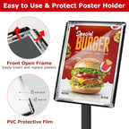 VAIIGO Heavy Duty Sign Holder Stand 8.5x11 Inch - Pedestal Floor Standing Sign Holder with Weighted Base - Vertical & Horizontal Poster/Menu Stand for Indoor/Outdoor Business Store Advertising, Black
