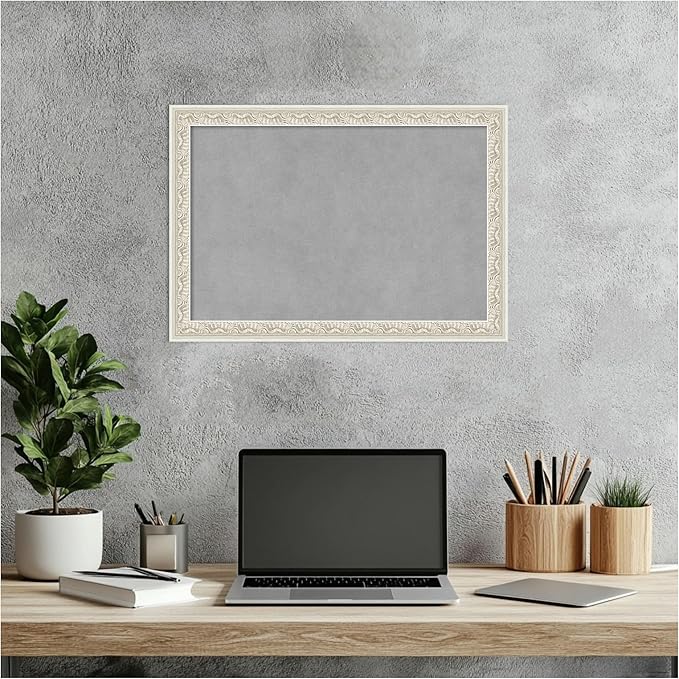 Amanti Art Silver Framed Magnetic Board 14x20 Small Vision Board for use with Magnets, 100% Metal Sheet to Display Items as Office Decor or for Home Organization in mudroom, Kitchen or Kids Room