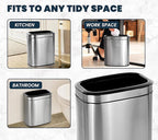Alpine Stainless Steel Open Top Trash Can 5 Gallon - 20L Garbage Can for Kitchen, Bathroom, Office & More with Removable Bin, Brushed Nickel Finish, Space-Saving Slim Modern Design