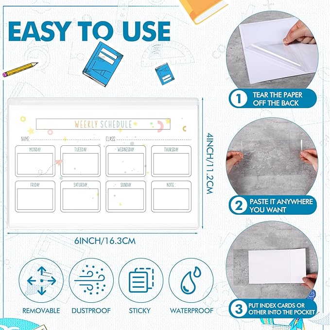 Outus Self Adhesive Shop Ticket Holders Clear Plastic Sleeves Adhesive Pockets Work Order Job Ticket Holders for Home Office Posting Signs(6 x 4 Inch,60 Pcs)