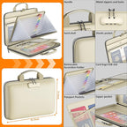 Fireproof File Organizer with Lock, Hard-Shell Case Fireproof Document Box with 13 Pockets Accordion File Folder, Important Document Organizer for Letter A4 Files Laptop Passports (Beige)