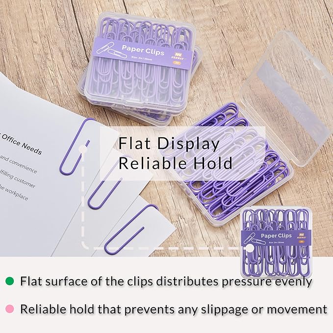 NEEWAY Colorful Large Paper Clips, 2 Inch Jumbo Paper Clips, 150 Count, 3 Pack of 50 (Purple)