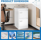 BYNSOE 2 Drawer File Cabinet with Lock Metal Vertical Filing Storage Cabinet Office Home Steel Vertical File Cabinets for A4 Legal/Letter Size Narrow File Cabinet Locked,Assembly Required