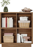 ChooChoo 4 Cube Storage Organizer, Wooden Bookcase with Storage, Cube Storage Bookshelf for Bedroom and Home Office, Brown Walnut