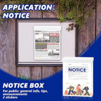 9.1" x 11.6" Outdoor Notice Brochure Holder Waterproof Wall Mount Literature Permit Box with Lid Screws Clear Acrylic Document Holder Fits Letter Size A4 Flyers Booklets Pamphlets (NOTICE WHITE)
