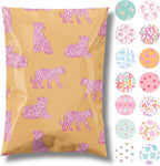 Pretty Package Store 10x13 Designer Poly Mailer 100 Pack Heavy Duty Waterproof Self Seal Shipping Bags for Small Business Large Mailing Envelopes Bulk Tear Resistant Packaging Pink Orange Leopard