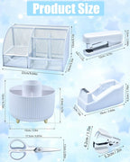 LXEVIHK 20Pcs White Desk Organizers and Accessories With Mesh Desk Organizer and 360°Rotating Pen Holder and a Lot of Office White Office Supplies Beautifully Presented in a Gift Box