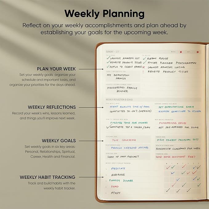 Dated, 2026 Planner, 5.8” x 8.3” - The #1 Productivity Planner to Achieve Your 2026 Goals - Planner 2026-2027 by PRODUCTIVITY STORE (A5, BROWN)