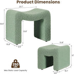 ZYKZYK Ottoman Set of 2, Plush Velvet Vanity Seats with Modern Foot Rest, Backless Stool Pair for Bedroom, Living Room & Makeup Dressing Table (2-in-1) Green