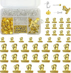 505 Pcs Push Pins Set 5 Style Thumb Tacks Decorative Push Pins Gold Metal Thumb Tacks for Cork Board Map Office Accessories with Metal Binder Paper Clips