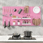 MULSAME Pegboard Combination Kit, 25.2" x 50.4" Wall Mounted Storage Set with 8 Pegboards & 40 Accessories Hanging, Peg Boards Organizer