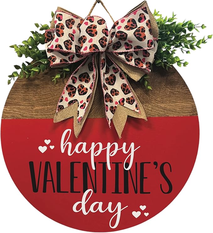 Wood front door sign Wood sign Home decor Welcome sign Sign for front door House warming gift Wedding gift (Happy Valentine's Day(UV014(A60) S005), 22" Width)
