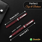 FPR Himalaya V2-Chrome Ultra Flex Nib Pen - Twist-Style Converter Filled Calligraphy Pens for Writing - Fancy Pens for Men & Women - Flex Fountain Pen w/Metal Clip & Cap Ring (Maroon Ebonite)
