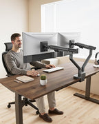 monTEK Dual Monitor Stand Mount with USB for Up to 35" Screens, Each Arm Holds Max 24.25lbs, Full Motion Adjustable Monitor Arm Desk Mount with C-Clamp/Grommet, Space Gray MA1010UCDG-D